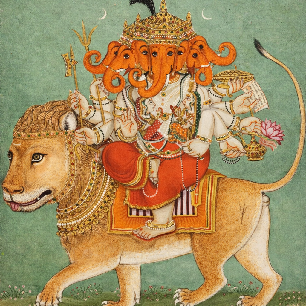 Wallpaper Image for 'हेरम्ब गणपति स्तोत्रं - Panchmukhi Heramba Ganesha Stotra (Sanskrit Lyrics)'