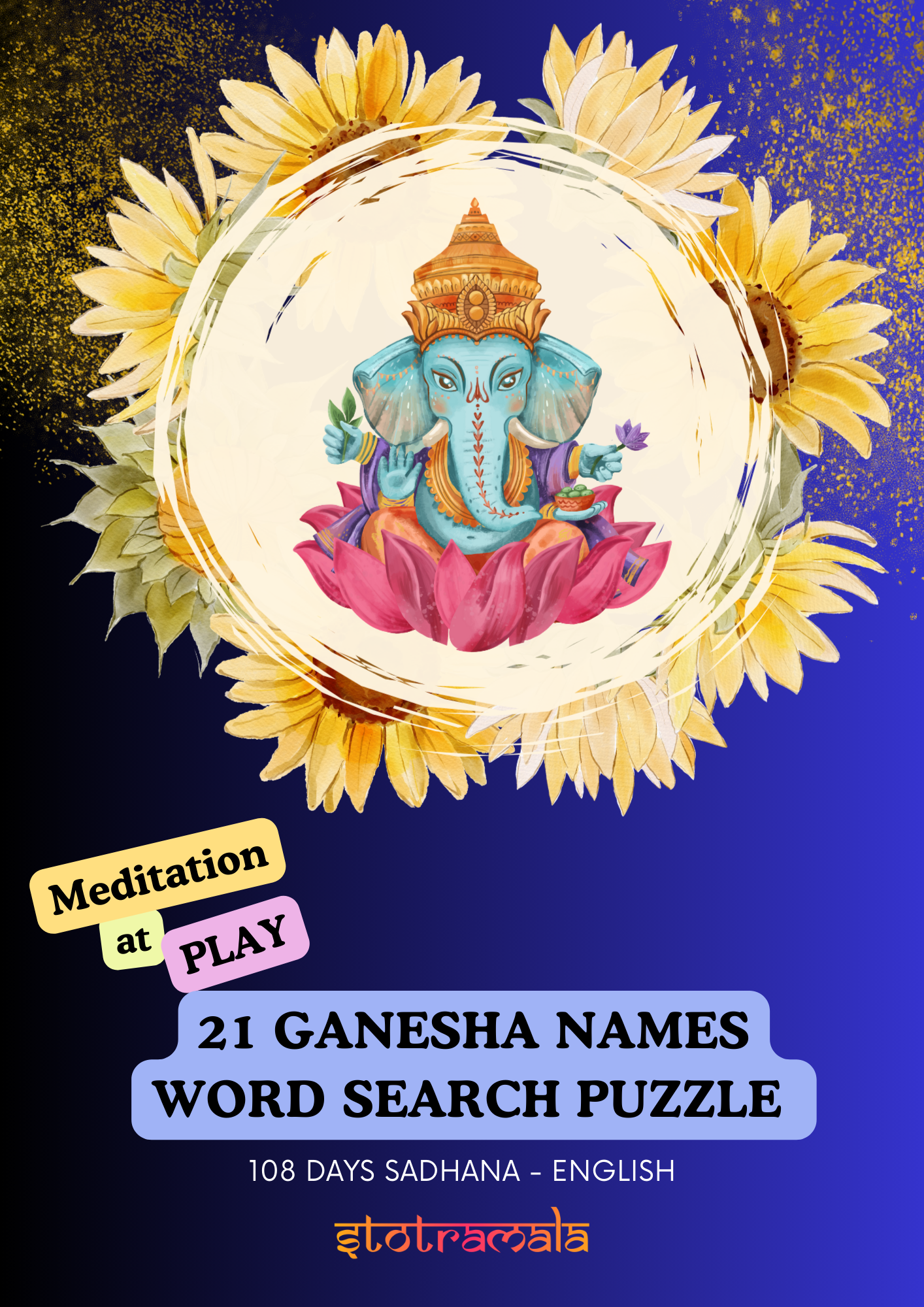 21 Ganesha Names Word Search Puzzle Book – English & Sanskrit (108 Days Sadhana)