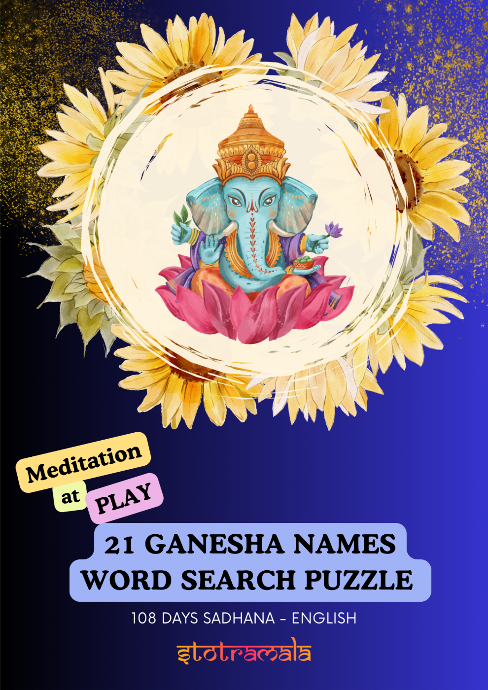 Cover of '21 Ganesha Names Word Search Puzzle Book – English & Sanskr…'